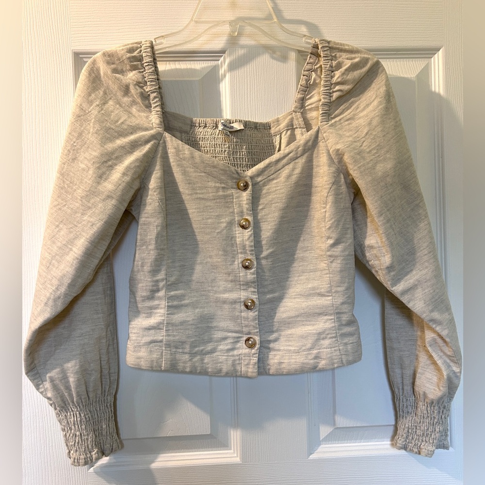 Women's Cream Madewell Button-Up Crop Top